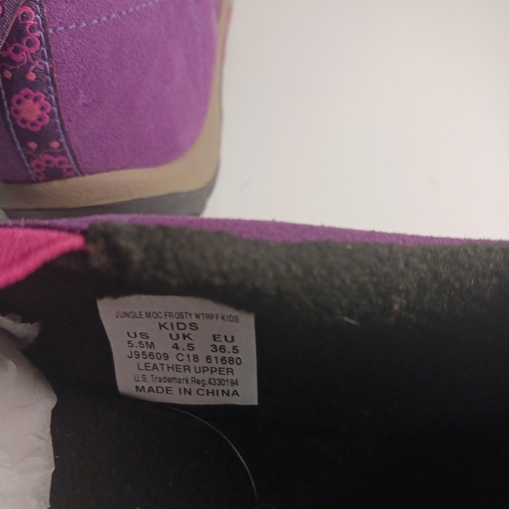 Kids Merrill Jungle Moc Frosty purple waterproof slip-on shoes, size 5.5, - Picture 6 of 7